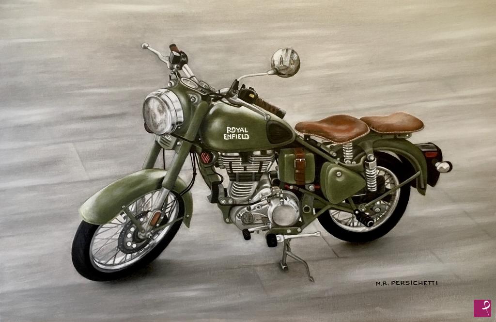 quadri in vendita online - La moto verde