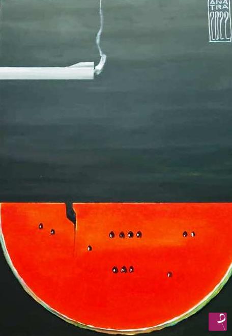quadri in vendita online - "La muerte de la sandia antes de ser comido" olio su tela 50/70 - 2022.