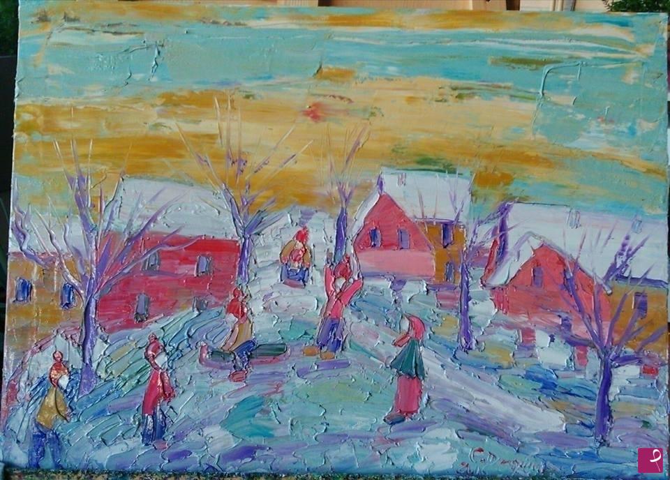 quadri in vendita online - "La neve ed i bambini"