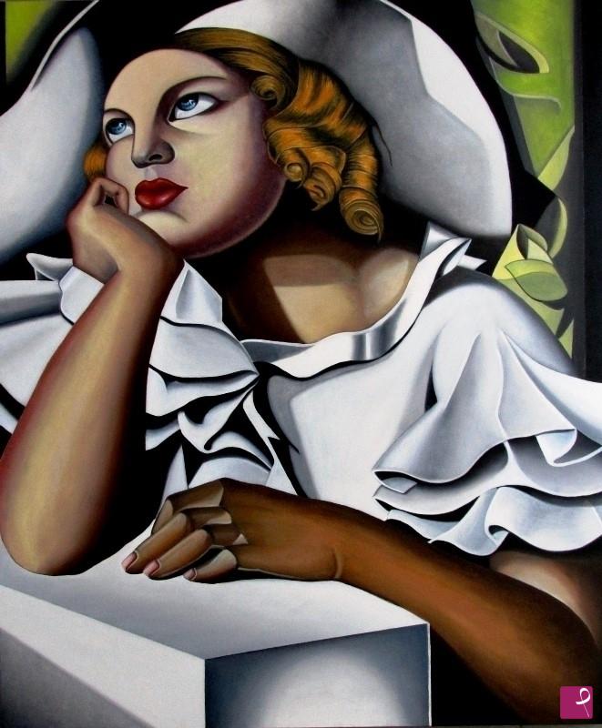 quadri in vendita online - la pensatrice- omaggio a tamara de lempicka
