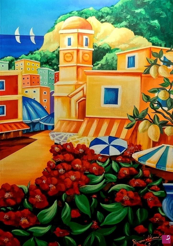 quadri in vendita online - LA PIAZZETTA DI CAPRI