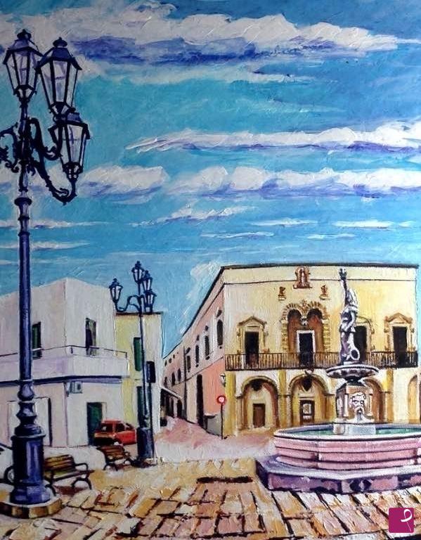 quadri in vendita online - La piazzetta di San Nicola-