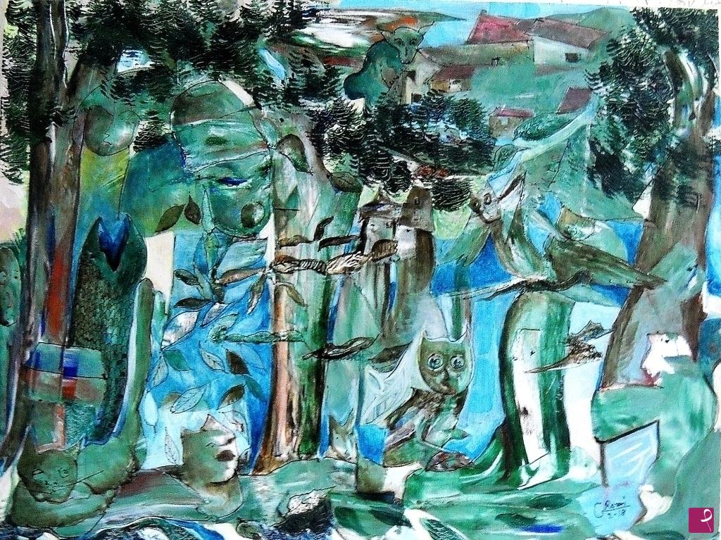 quadri in vendita online - "La pioggia nel pineto"80x60x4 cm