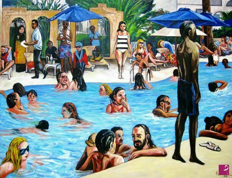 quadri in vendita online - "La piscina tunisina"