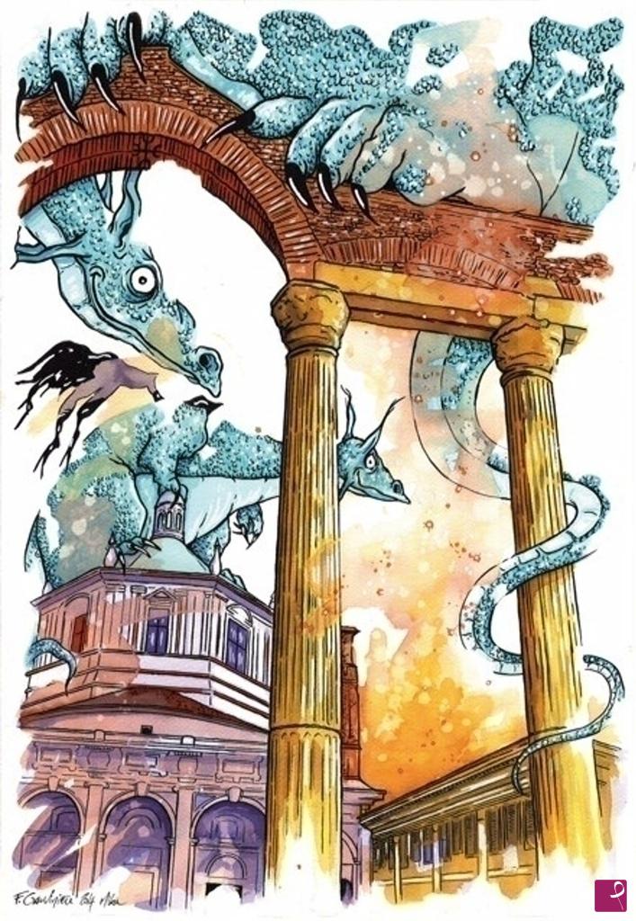 quadri in vendita online - « La presa delle Colonne di San Lorenzo »