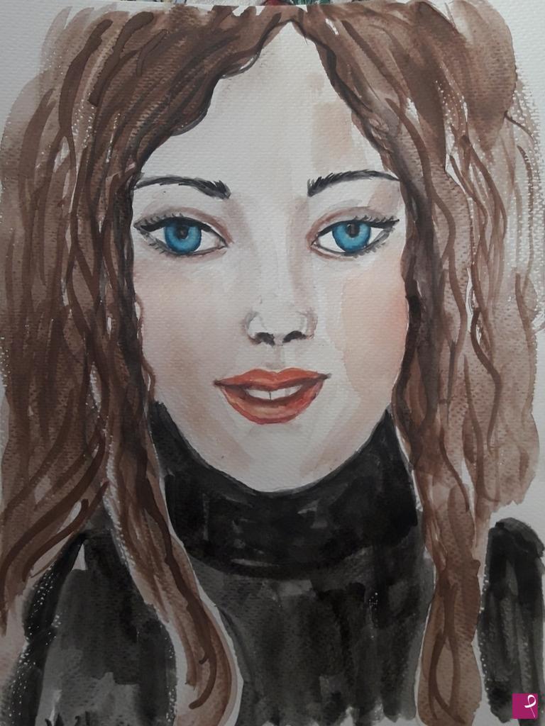 quadri in vendita online - La ragazza con occhi blu