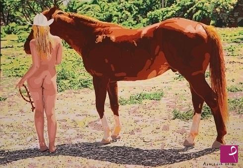 quadri in vendita online - la ragazza e il cavallo
