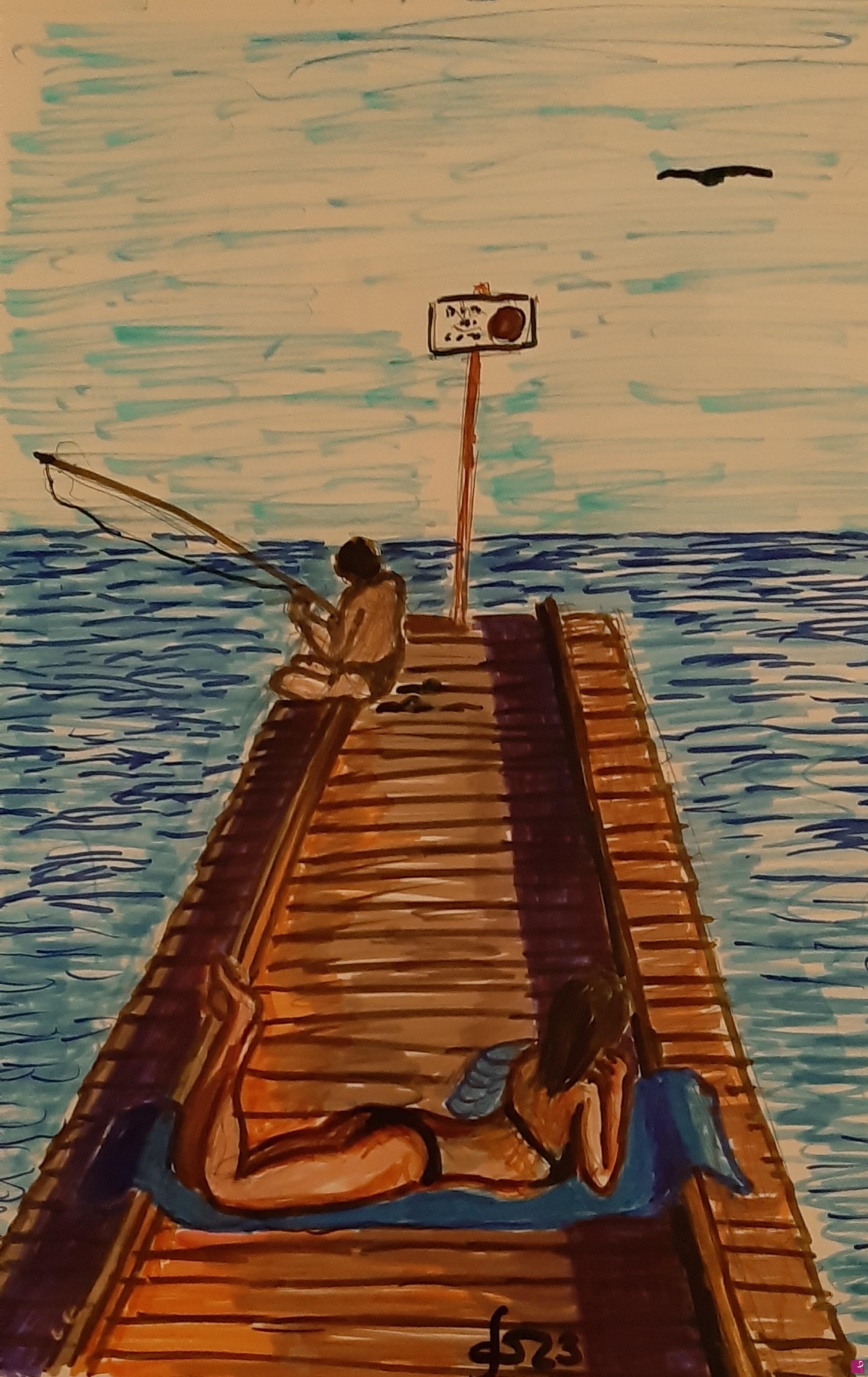 quadri in vendita online - la ragazza e il pescatore 