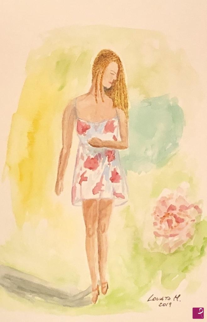 quadri in vendita online - La ragazza in giardino