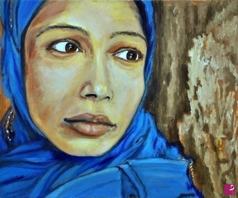 quadri in vendita online - la ragazza palestinese e la roccia