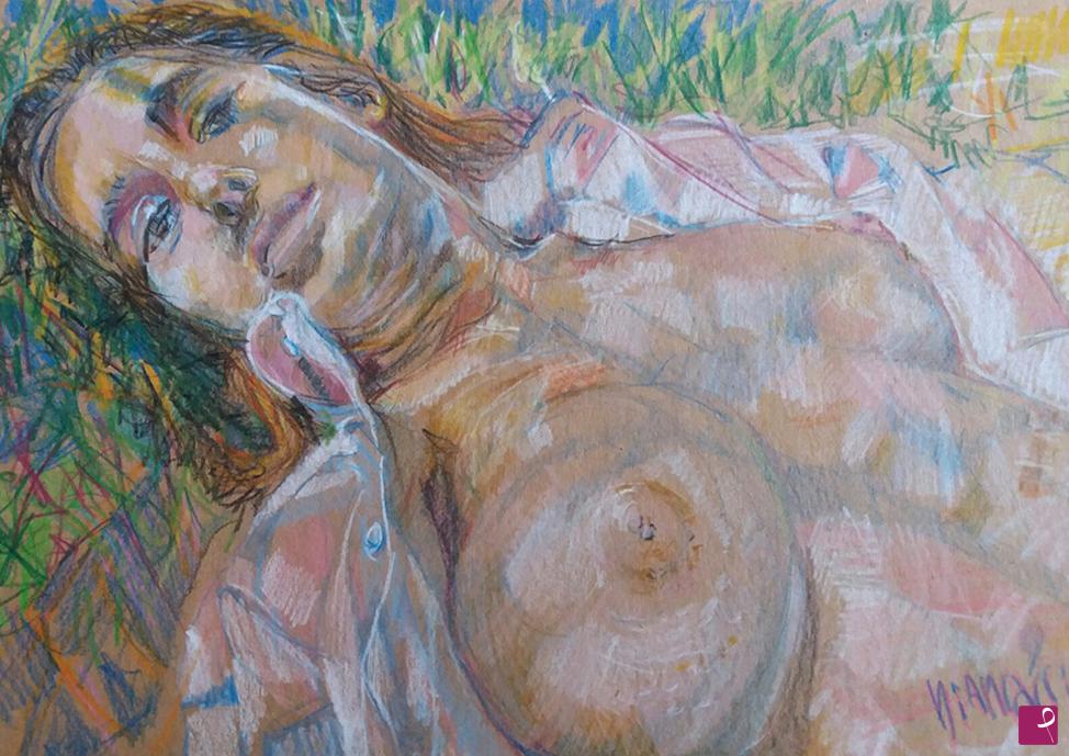 quadri in vendita online - la ragazza stesa al sole