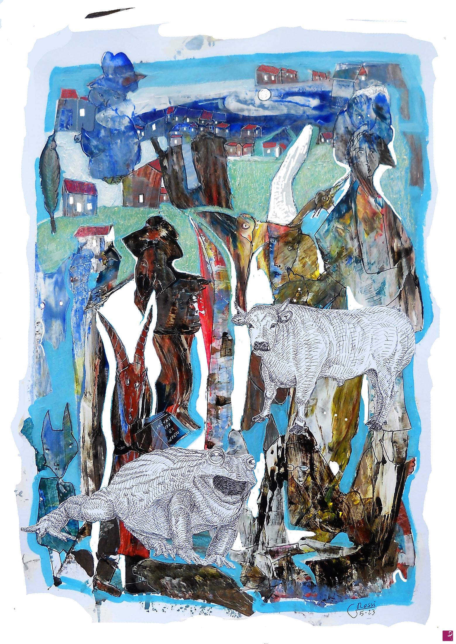quadri in vendita online - La rana ed il bue 47x33x0,01 cm