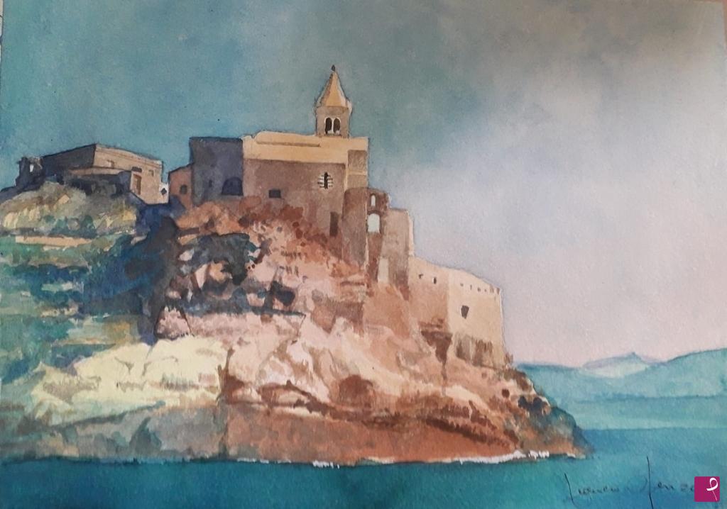 quadri in vendita online - La rocca di Portovenere vista dal mare.