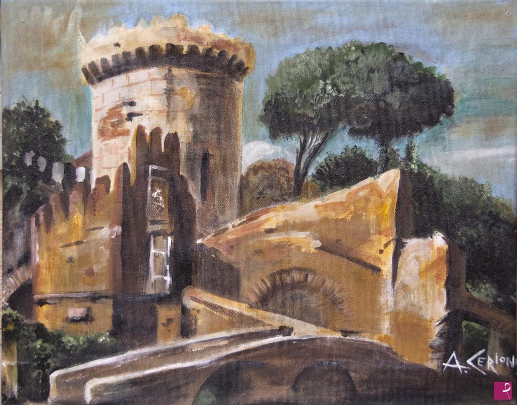 quadri in vendita online - LA ROCCA PIA A TIVOLI NEL 1600