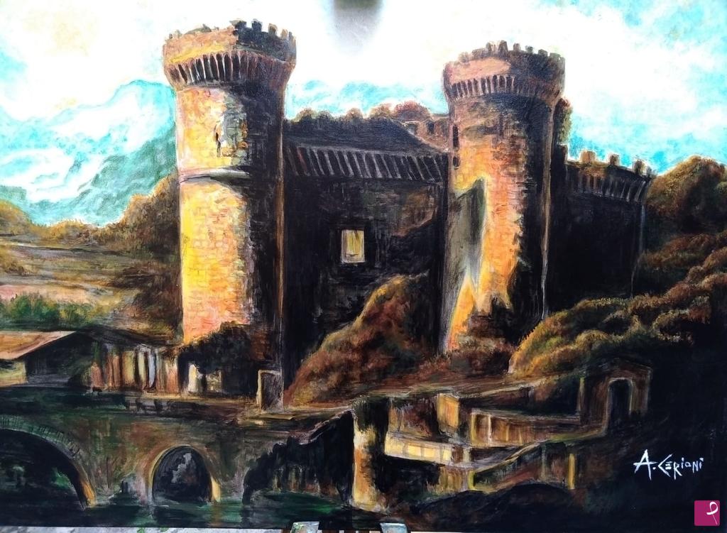 quadri in vendita online - LA ROCCA PIA A TIVOLI NEL 1800