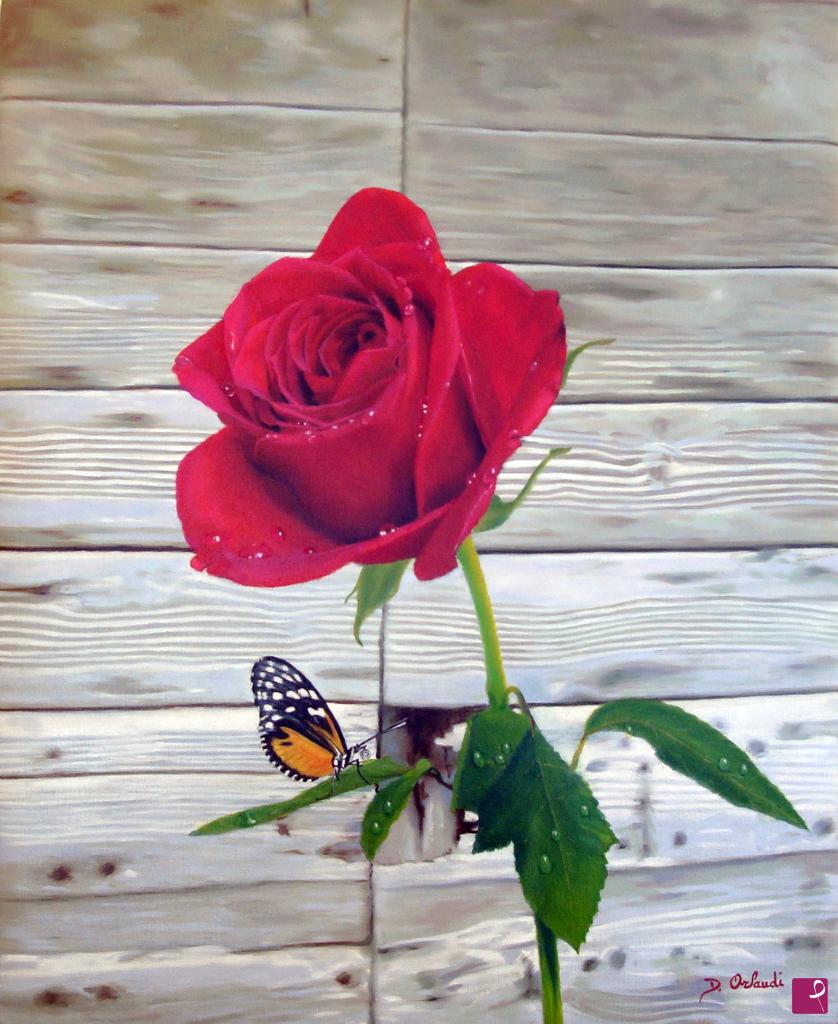 quadri in vendita online - La rosa e la farfalla