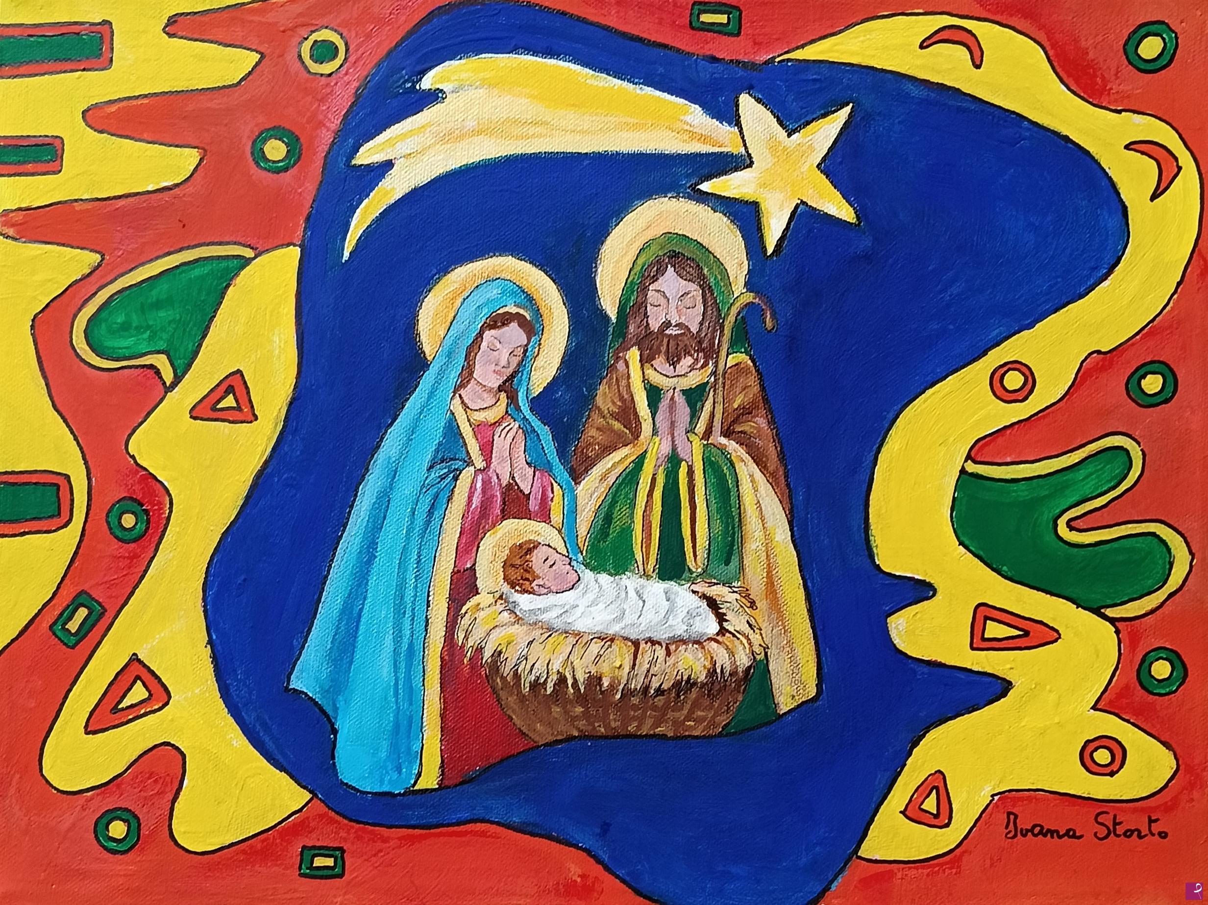 quadri in vendita online - La Sacra Famiglia Naif