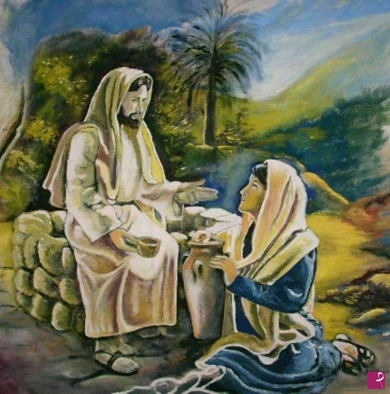 quadri in vendita online - La Samaritana al pozzo con Cristo Gesù