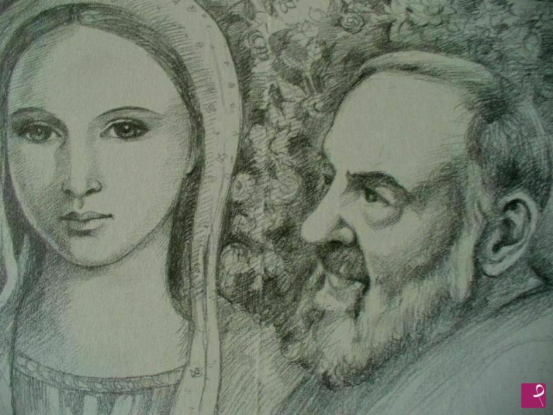 quadri in vendita online - La Santissima Vergine e Padre Pio