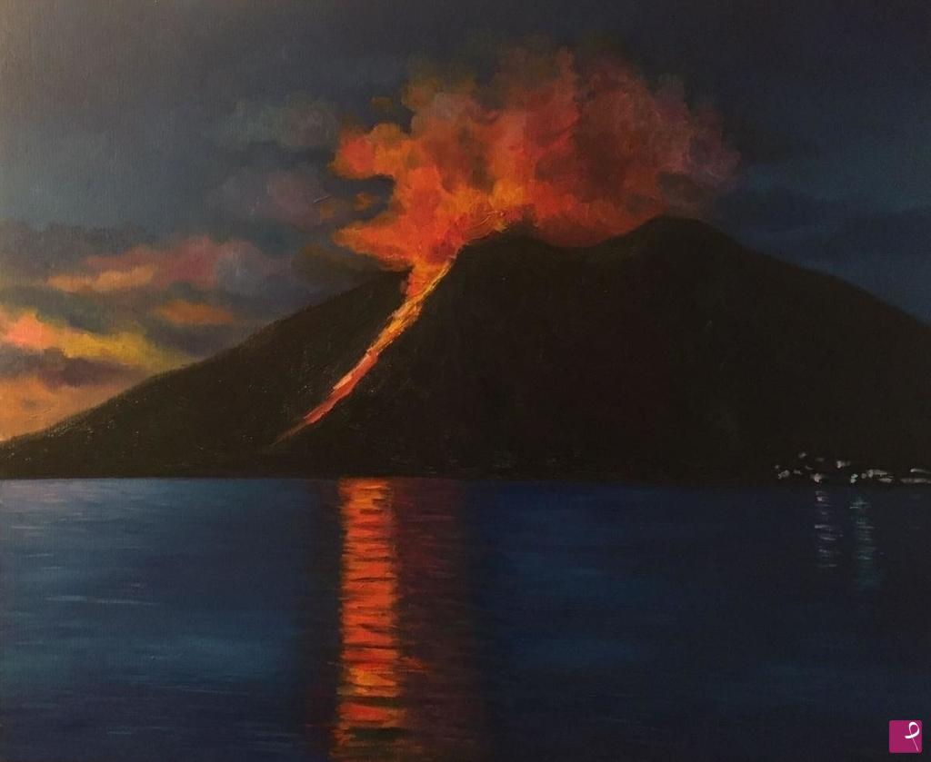 quadri in vendita online - La sciara di Stromboli