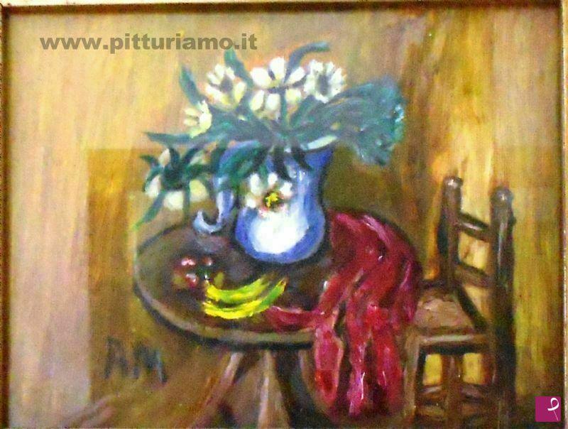 quadri in vendita online - La sedia e i fiori
