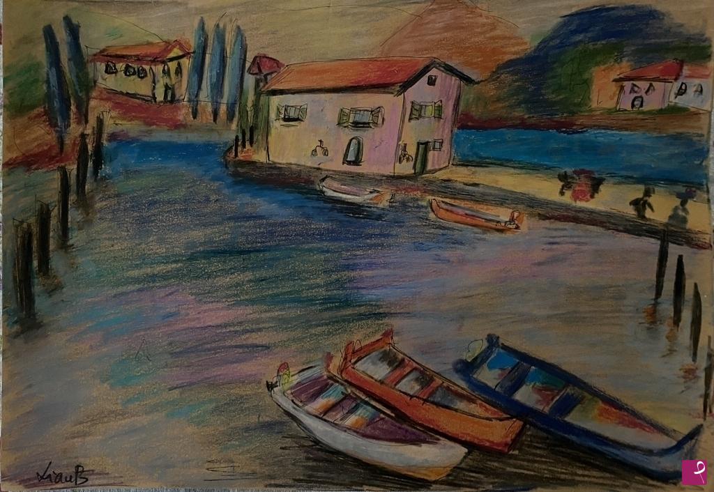 quadri in vendita online - La sera al lago 