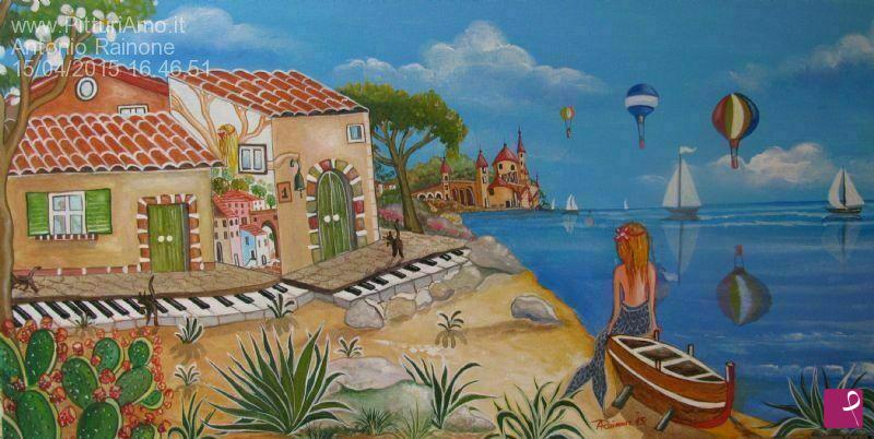 quadri in vendita online - La sirenetta in riva al mare (2015)