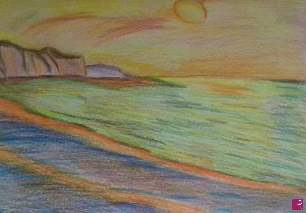 quadri in vendita online - La spiaggia di Pourville,sole al tramonto