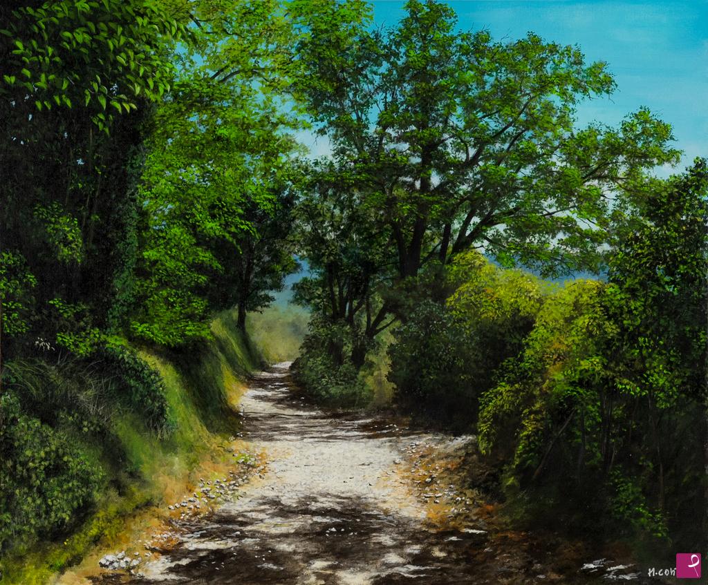 quadri in vendita online - La strada tra gli alberi