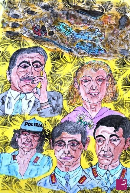 quadri in vendita online - La strage di Capaci che causa la morte del giudice Giovanni Falcone, della sua compagna e scorta