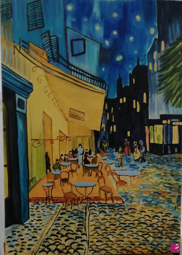quadri in vendita online - La terrazza del caffè di sera 