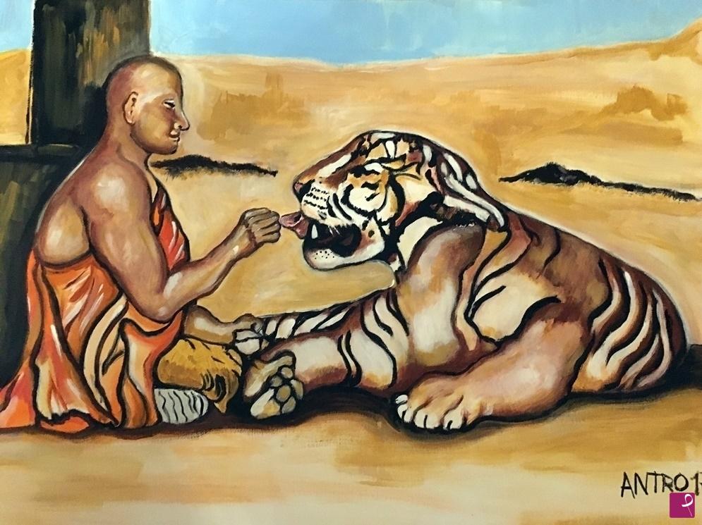 quadri in vendita online - La tigre e il maestro
