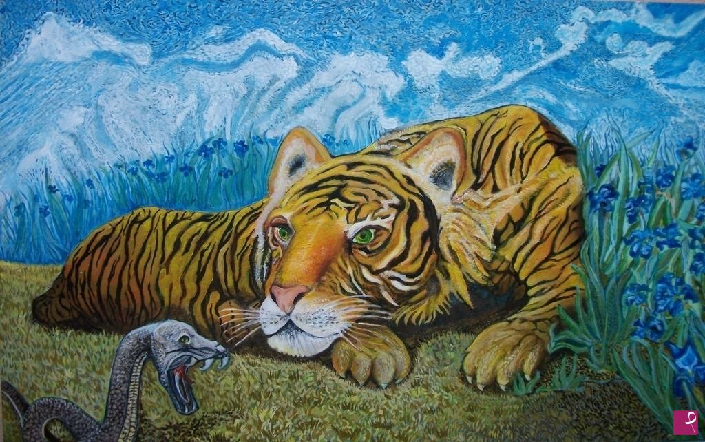 quadri in vendita online - La tigre e la serpe