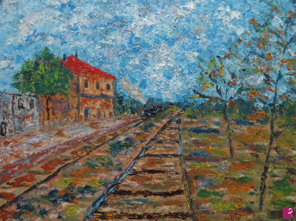 quadri in vendita online - La Vecchia Stazione ferroviaria a Portocannone