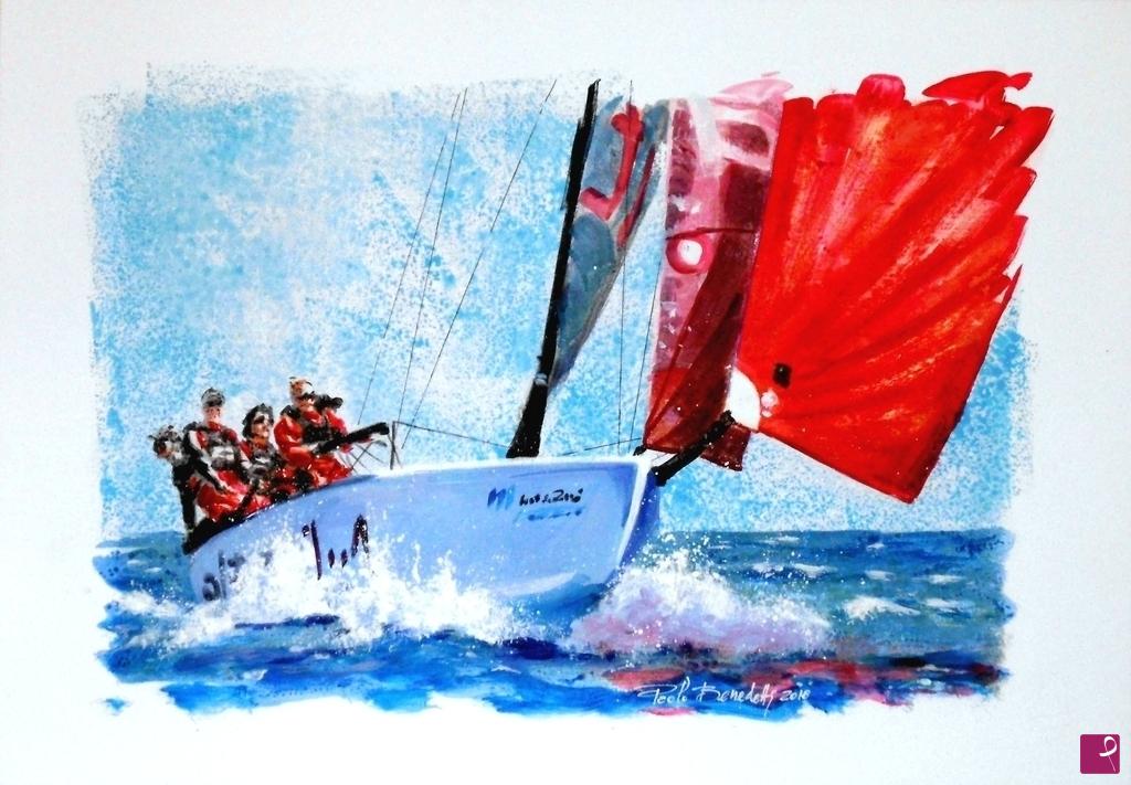 quadri in vendita online - La vela rossa