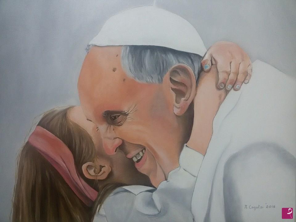 quadri in vendita online - L'abbraccio di Papa Francesco 