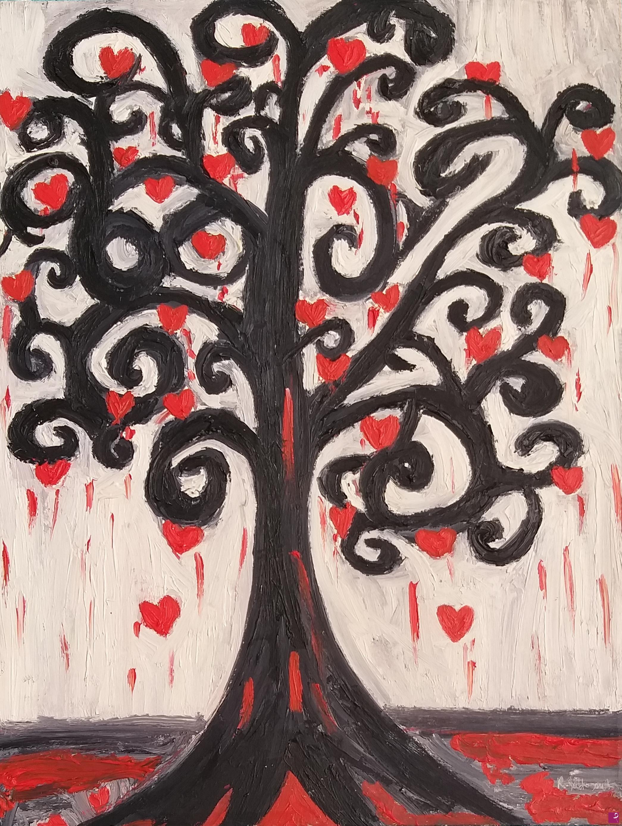 quadri in vendita online - "Lacrime di cuori." Olio su tela 30x40