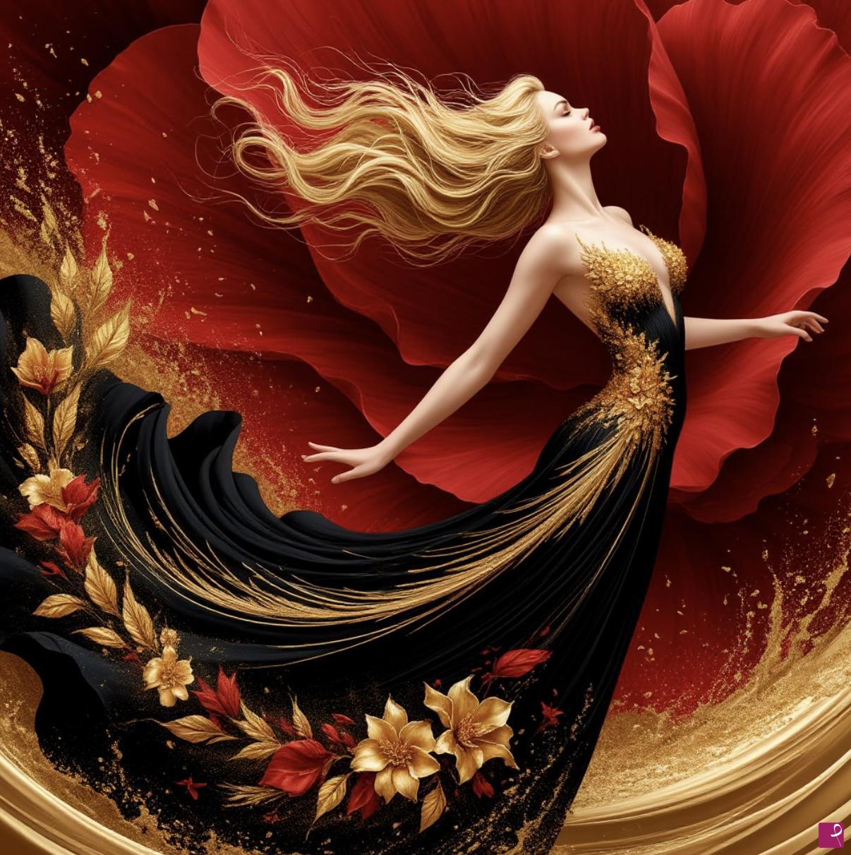 quadri in vendita online - Lady and biggest flower 
