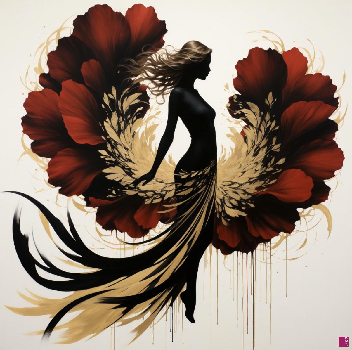 quadri in vendita online - Lady and rad flowers
