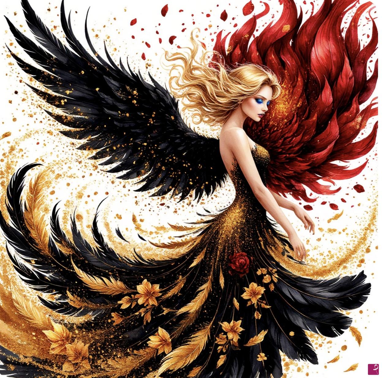 quadri in vendita online - Lady Angel, fire from flowers 