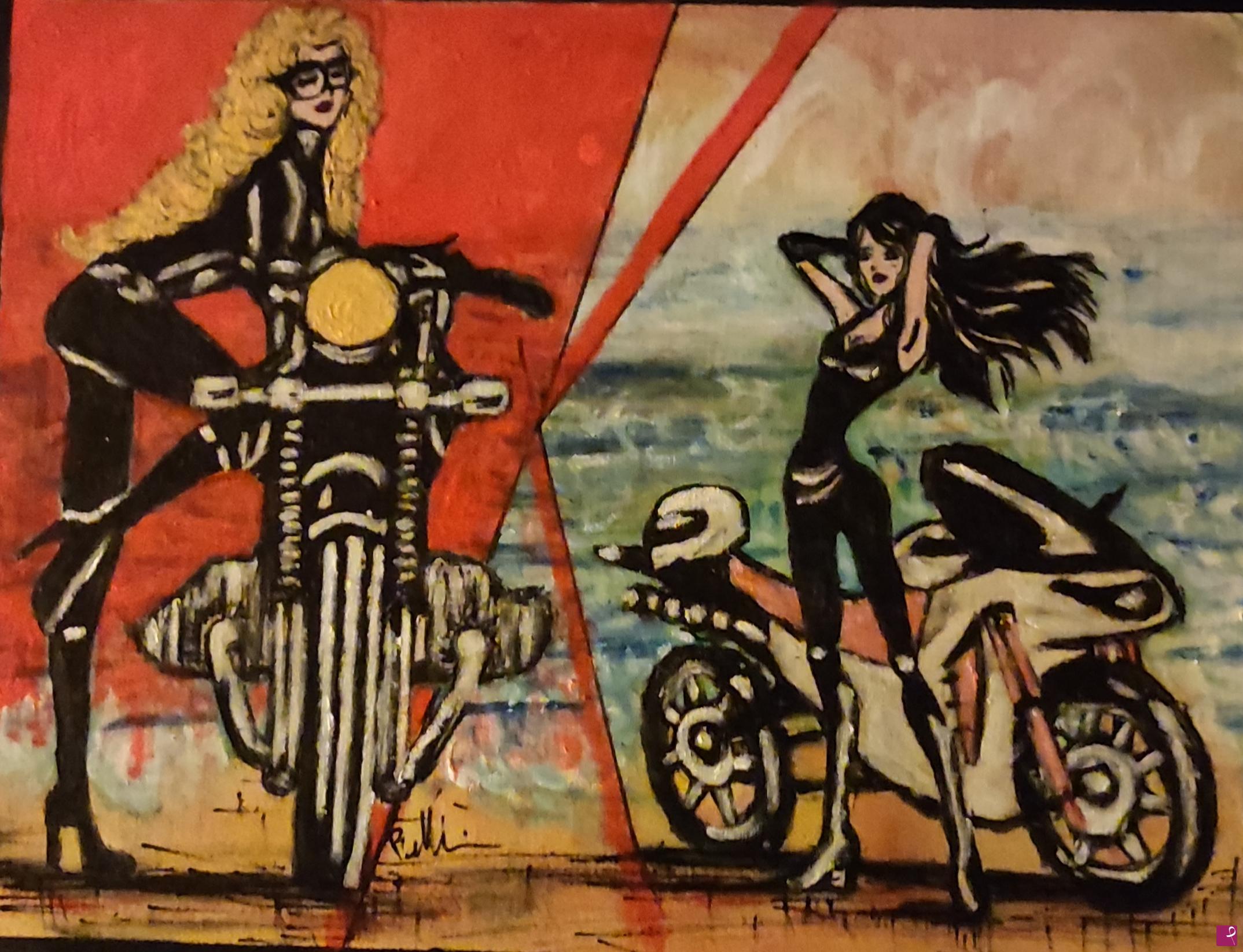 quadri in vendita online - Lady Bikers 