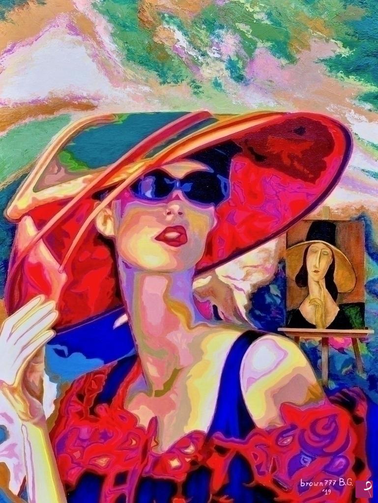 quadri in vendita online - Lady brown777 e lady Jeanne ( omaggio a Modigliani)