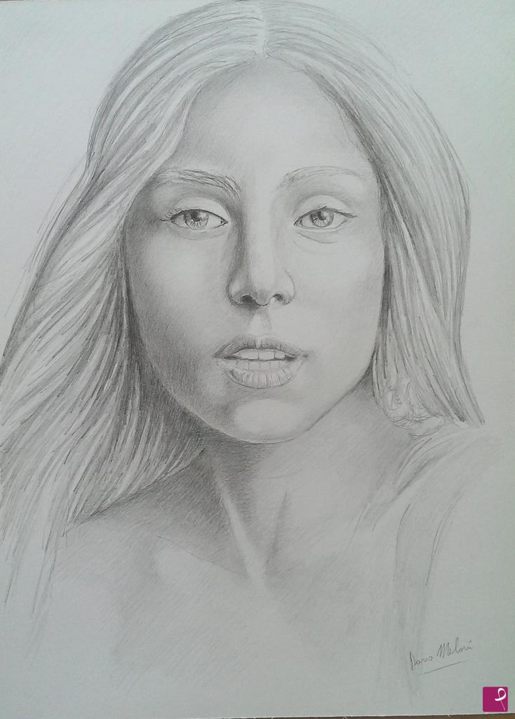 quadri in vendita online - " Lady Gaga" ritratto quadro moderno, portrait pencil.