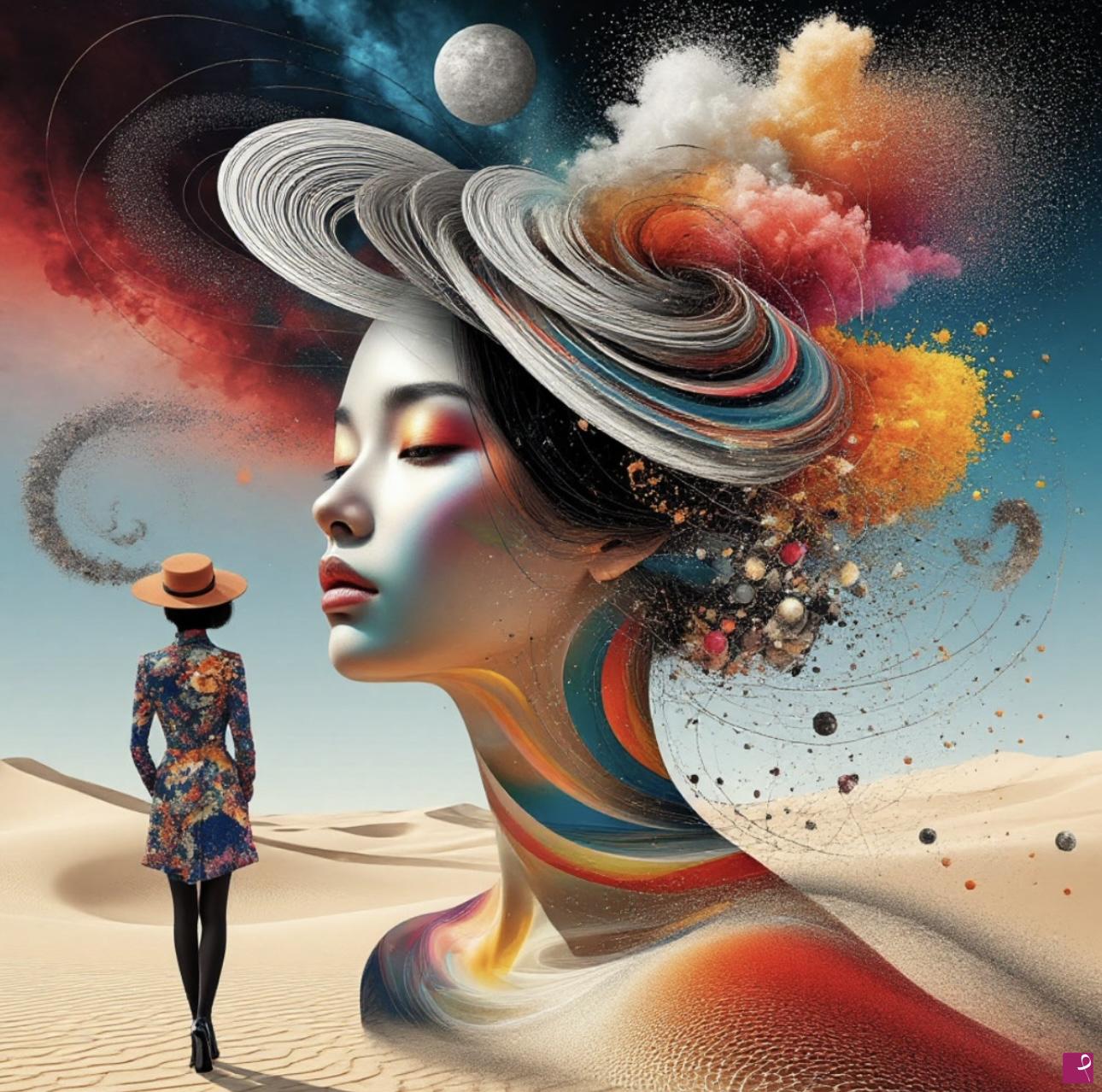 quadri in vendita online - Lady in desert 