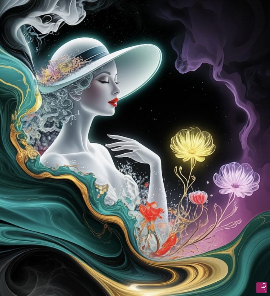 quadri in vendita online - Lady in flowers 