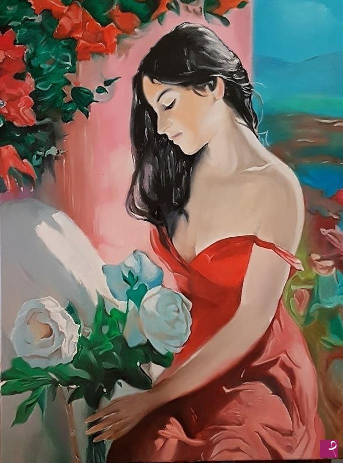quadri in vendita online - Lady in red