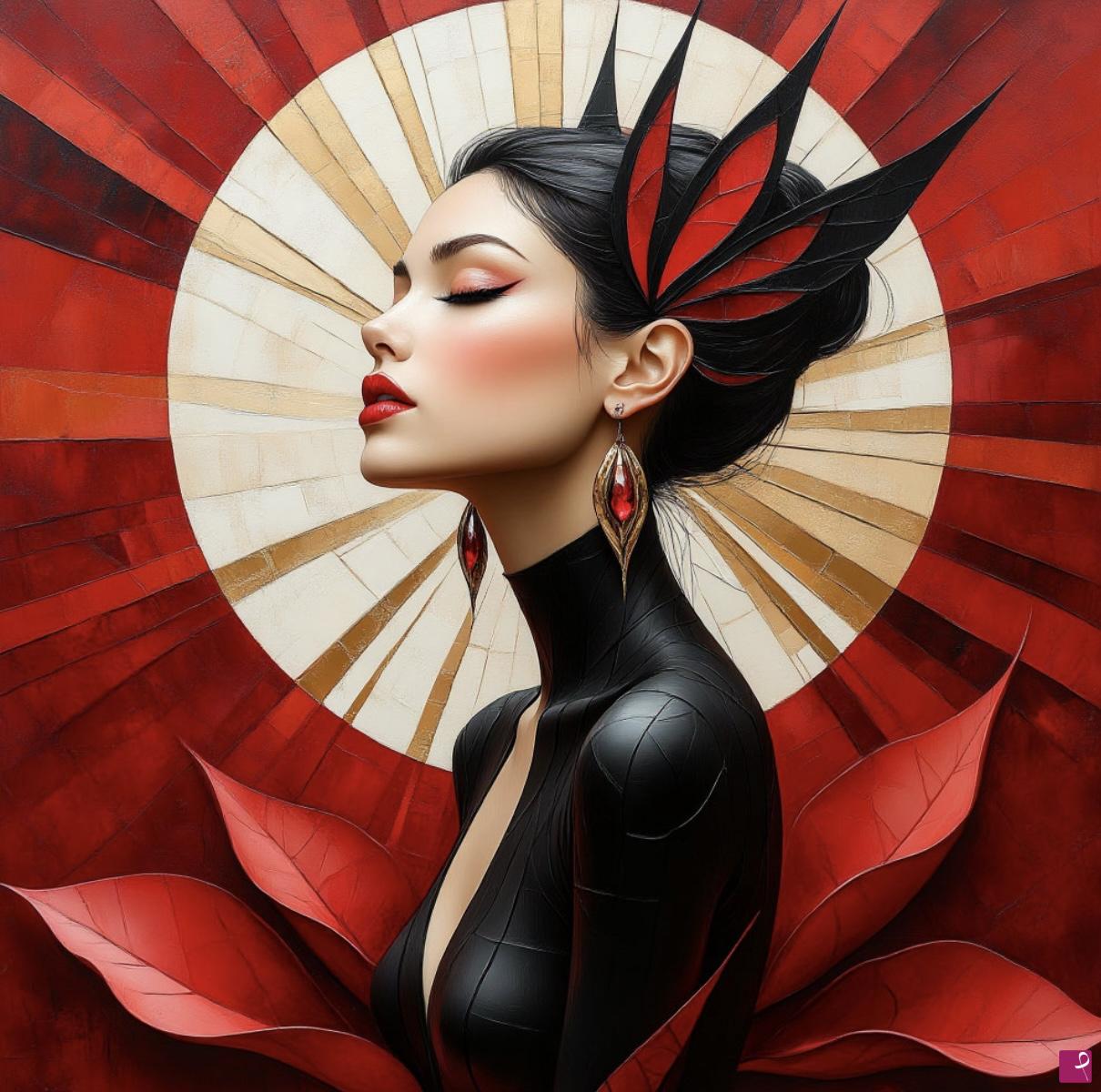 quadri in vendita online - Lady in red 2