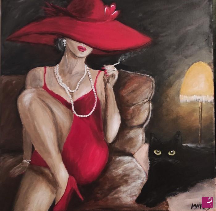 quadri in vendita online - Lady in red