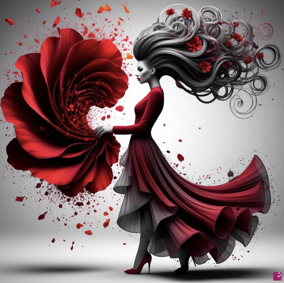 quadri in vendita online - Lady in red’s 