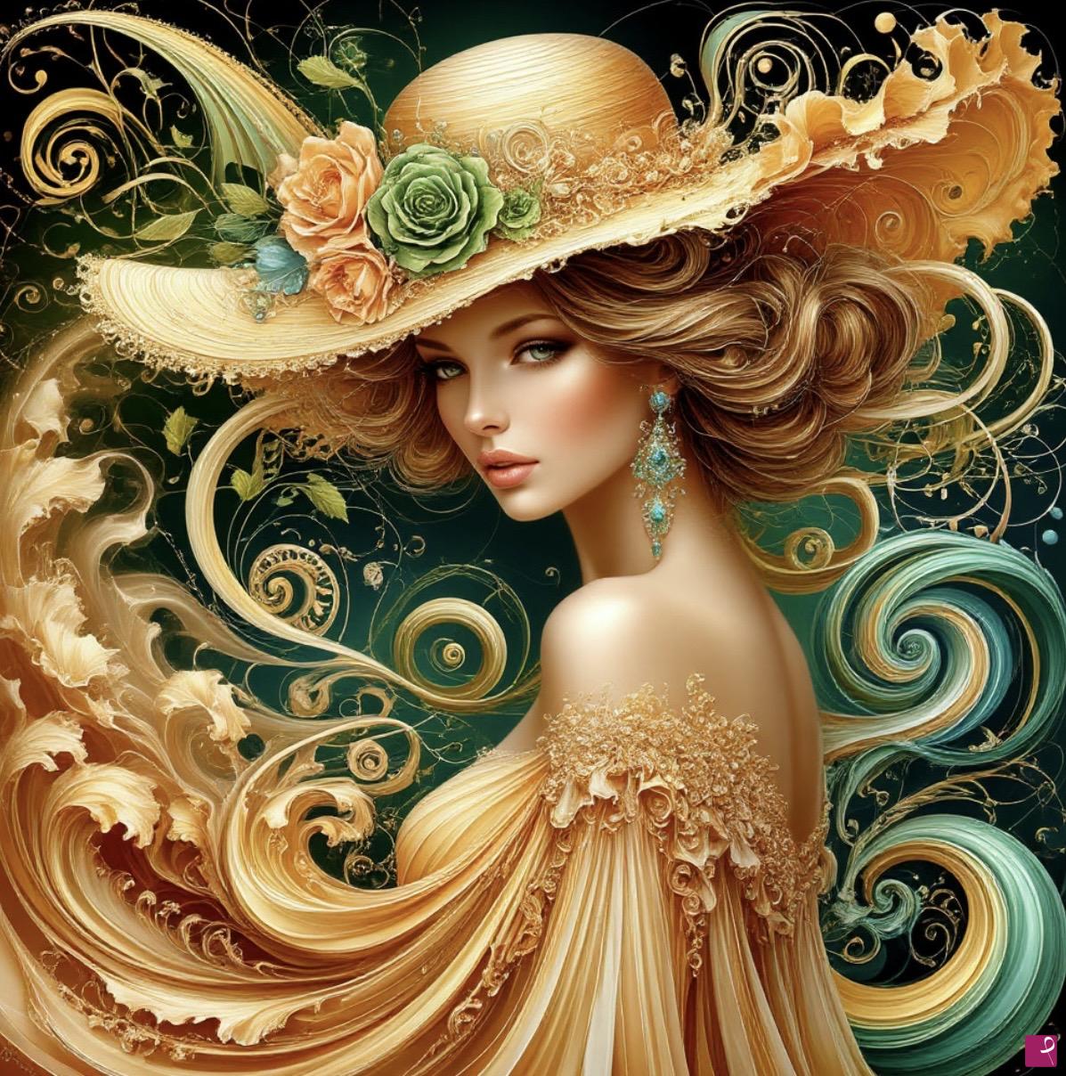 quadri in vendita online - Lady in yellow hat